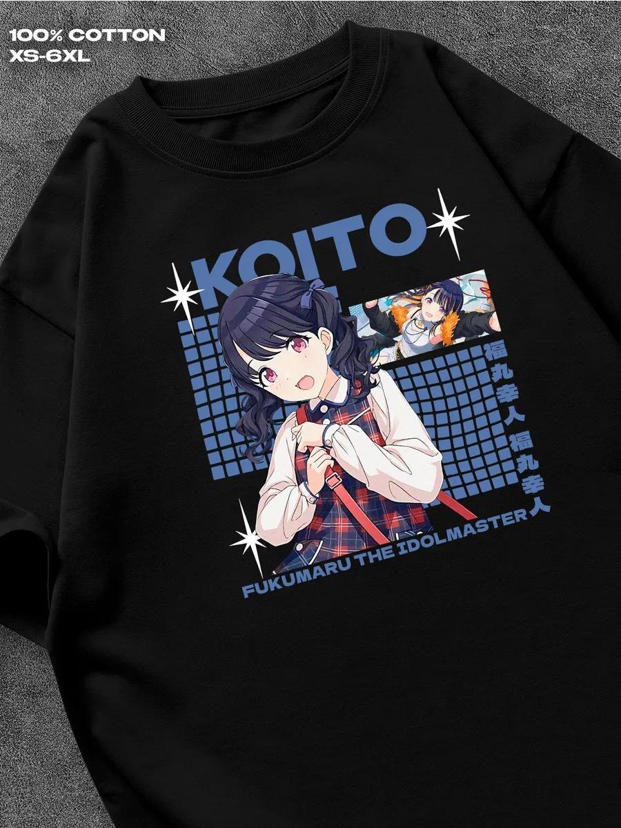 

The Idolmaster Koito Fukumaru black T‑shirt Mens Tshirt Womens Tshirts with Letters Print Short Sleeves T-Shirt Casual Street Tee Shirt Top S