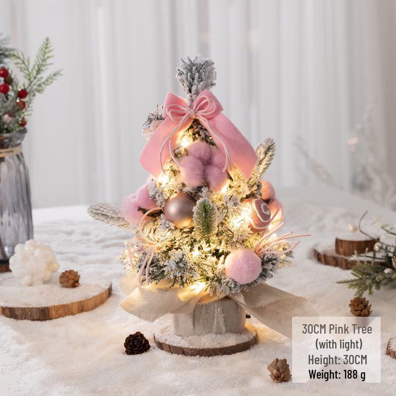 Pink Mini Christmas Tree Ornament - Desktop Simulation Cedar for Home or Window Decoration
