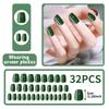 Fashionable Solid-colour High-end Short European-style Green False Nails That Make Your Skin Look Fairer, Ready-to-wear Nail Tips
