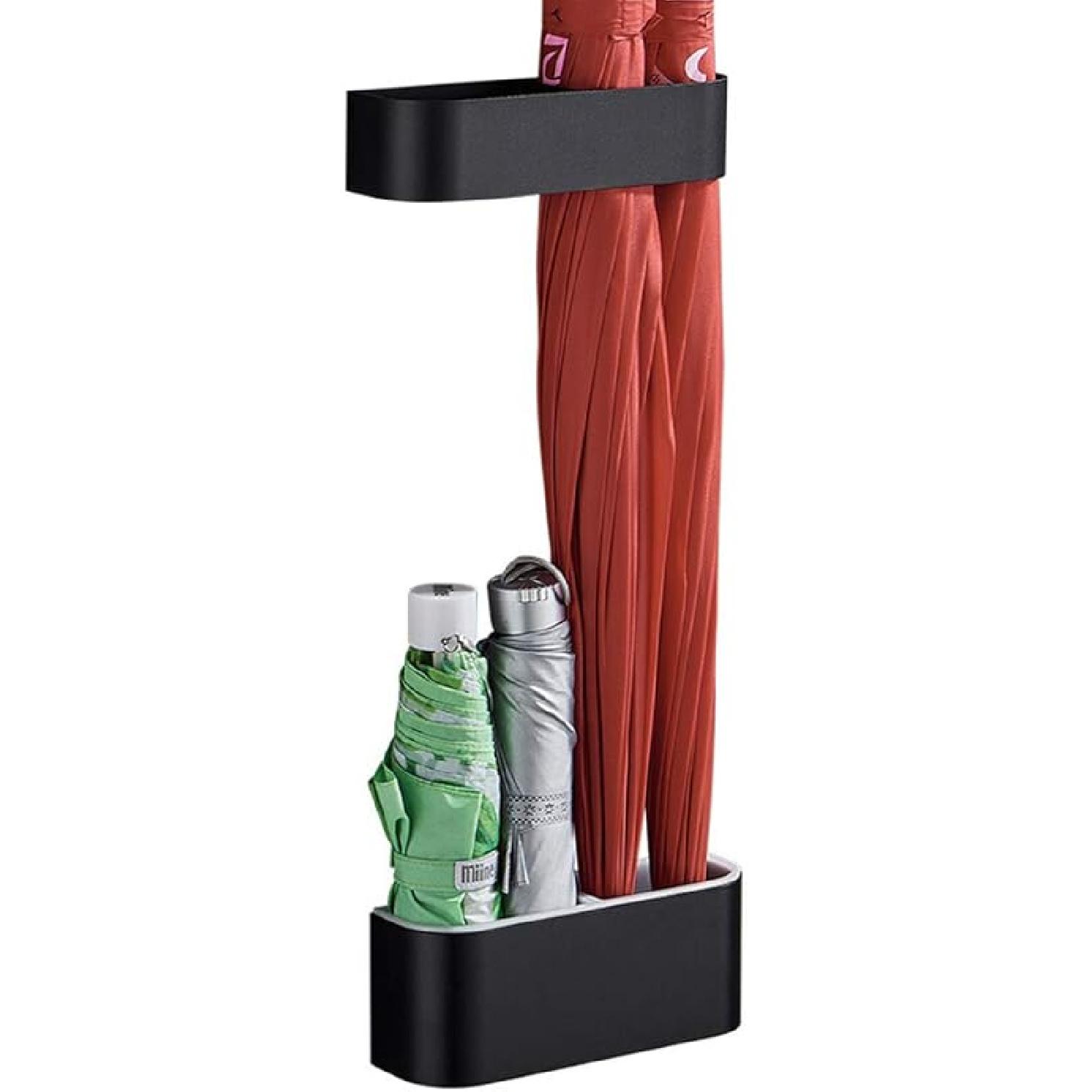Umbrella Holder for Home, Space Aluminum Wall Mounted Umbrella Rack Organizer Holder Umbrella Storage Indoor (Black, Two-Tier) Two-tier