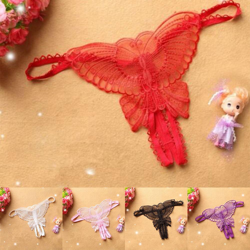 Womens Panties Butterfly G-string Lace Open Crotchles