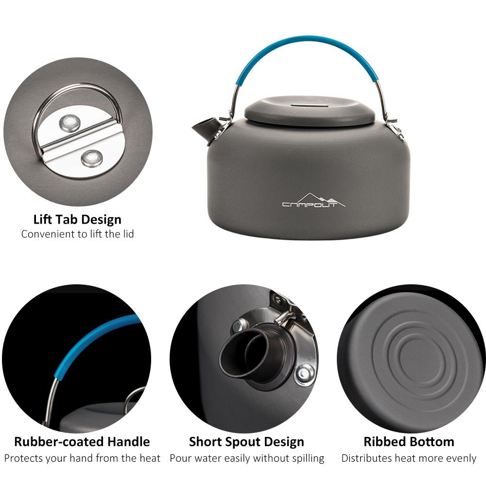 1.4L Outdoor Camping Kettle Aluminum Tea Pot Kettle Compact Lightweight Coffee Pot for Camping