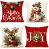 Festive Christmas Pillows: Deer, Snowman, And Merry Decor Designs Sofa Room Decoration New Year Holiday Home Decoration Short Pl