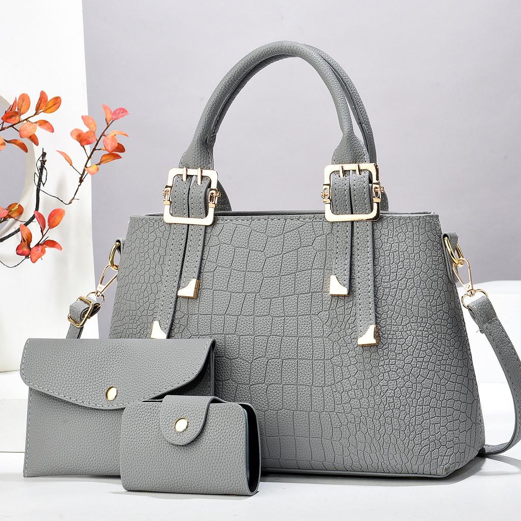 Stylish New Stone Pattern Three Piece Handbag Set With High Capacity For Everyday Use