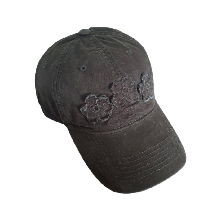 

Eye Catching Floral Embroidery Adjustable Belt Summer Hat Sun Blocking Acrylic Fabric Casual Hat for Women Girls чорний