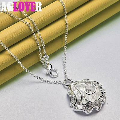 925 Sterling Silver Rose Flower Pendant Necklace Jewelry