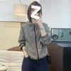 Women's Summer New Breathable Contrasting Zipper Loose Hooded Casual Thin Jacket with Sun Protection Clothing