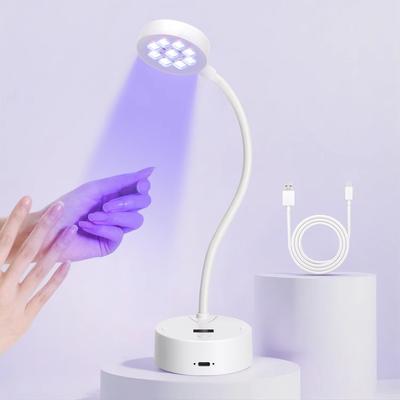 UV LED Nail Polish Dryer Rechargeable Eye Protection Nail Polish Gel Quick Dryer Lamp 360° Flexible Hose Ultra-long Battery Life