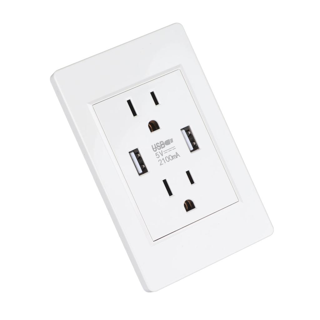USB-Ladegerät Wandsteckdose Weiß 2 USB-Anschlüsse 5V 2100mA 2 Steckdosen AC USB-Wandsteckdosen für Wohnzimmer