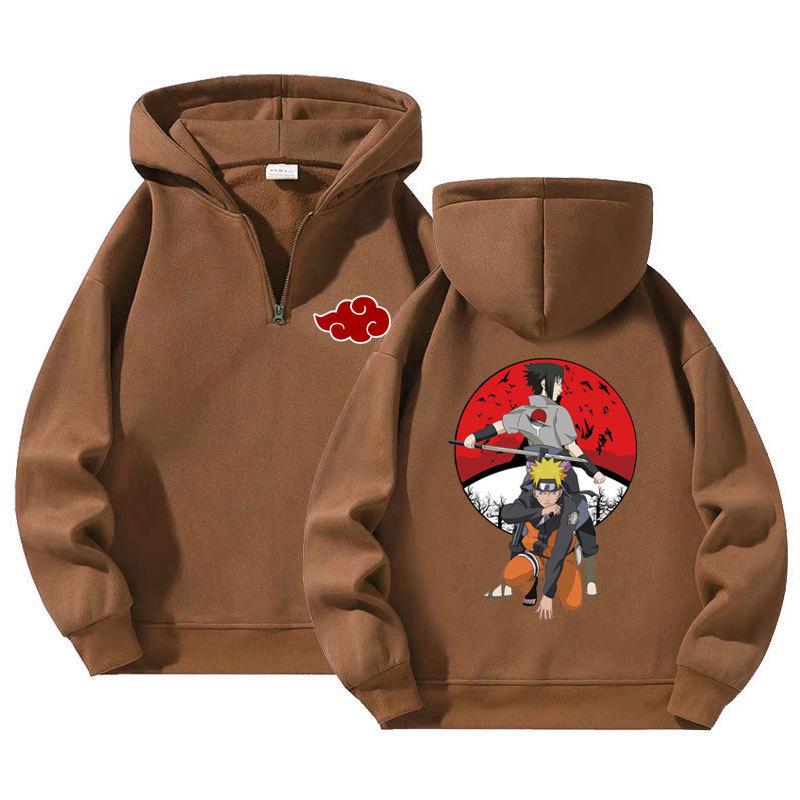 Naruto Anime Pulovr Mikina se čtvrtinovým zipem a kapucí Sportovní Outdoorová Mikina Ležérní Dlouhý Rukáv Pánské Oblečení Mikina Streetwear