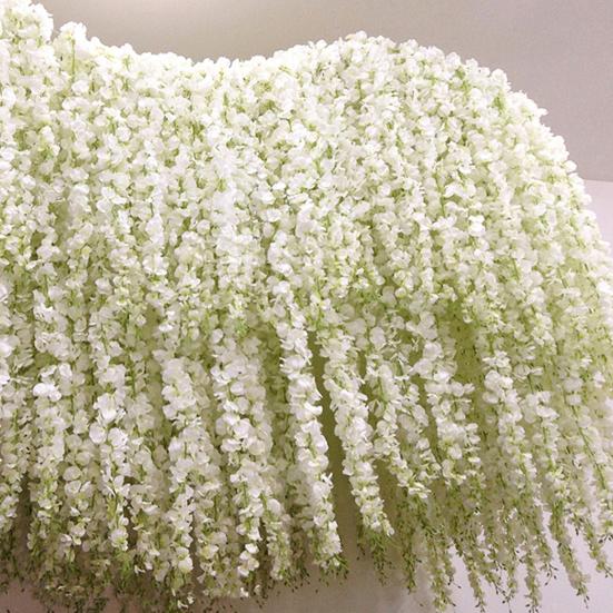 20/40Pcs 30CM Artificial Wisteria Flower Garland UV Resistant Home Wedding Party Fake Flower Garland Indoor Outdoor Hanging White Faux Bloom