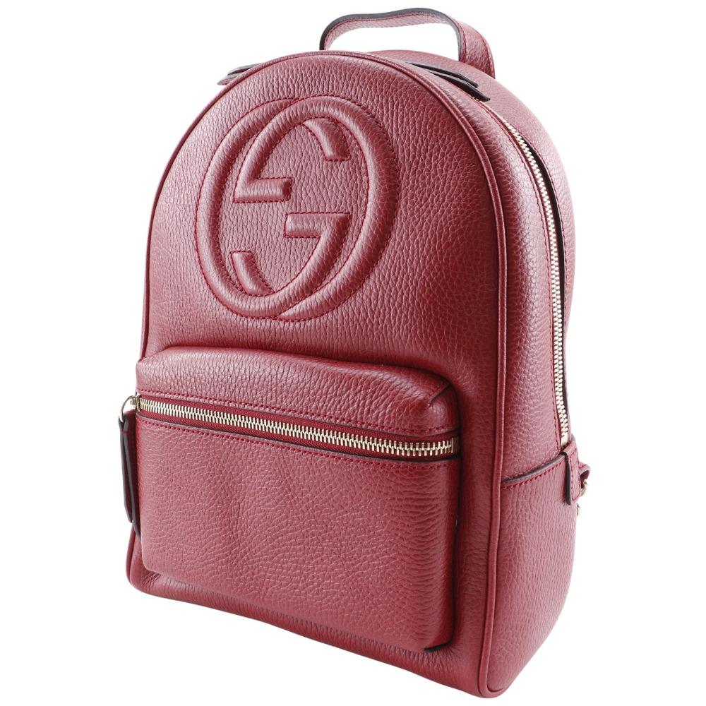 GUCCI Soho Backpack Daypack 536192 Interlocking ChainBackpack Red leather Women Used