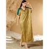 Middle East V-neck Handmade Beads Contrast Color Satin Stereo Jacquard Dress Handmade Beaded Dress