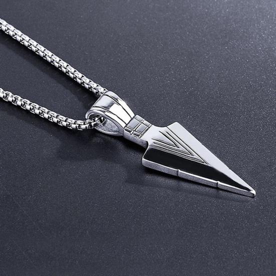 Yousheng Men Necklace Stainless Steel Bone Chain Hip Hop Cool High Gloss Gift Fashion Jewelry Spearhead Pendant Sweater Necklace for Daily