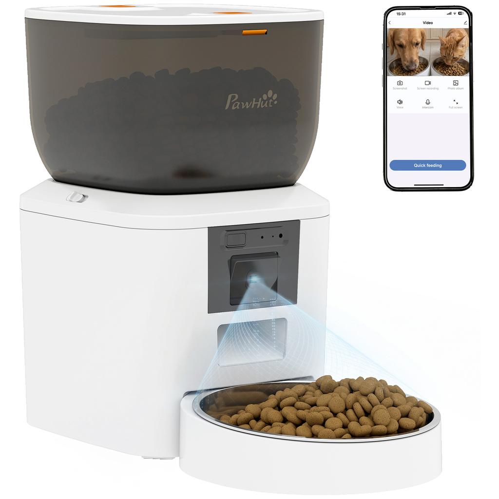 Automatic Cat Feeder with Camera, 2.4G WiFi, APP Control 4L Pet Feeder 1-10 Meals with 2-Way Audio, Dual Power Supply