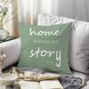 Watercolor Green Leaves Sweet Home Print Home Decor Pillowcase Bedroom Living Room Sofa Decoration Polyester Cushion Cover