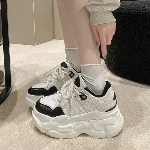 

Модные женские зимние плюшевые туфли 6 см скрытый каблук женская обувь новые массивные кроссовки женские осенние толстые подошвы платформы спортивные белые туфли 39 чёрный