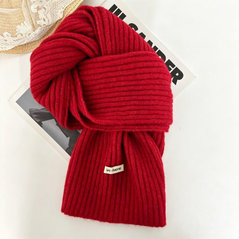 Soft Wool Blend Knit Scarf Women Winter Warm Cozy Lightweight Neutral Tone Korean Style Neck Wrap