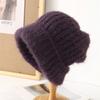 New autumn and winter solid color versatile wool hat Internet celebrity big head circumference knitted hat women's ear protection warm pile hat