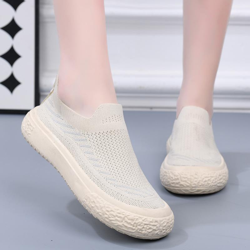 

Вязаные сетчатые кроссовки для женщин, нескользящая обувь для ходьбы, дышащая рабочая обувь для бега, женская повседневная удобная легкая теннисная обувь для тренировок 41