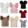 Faux Fur Ball Infant Beanie Plush Mother Kids Pullover Cap Soft Baby Knitted Hat  Boys