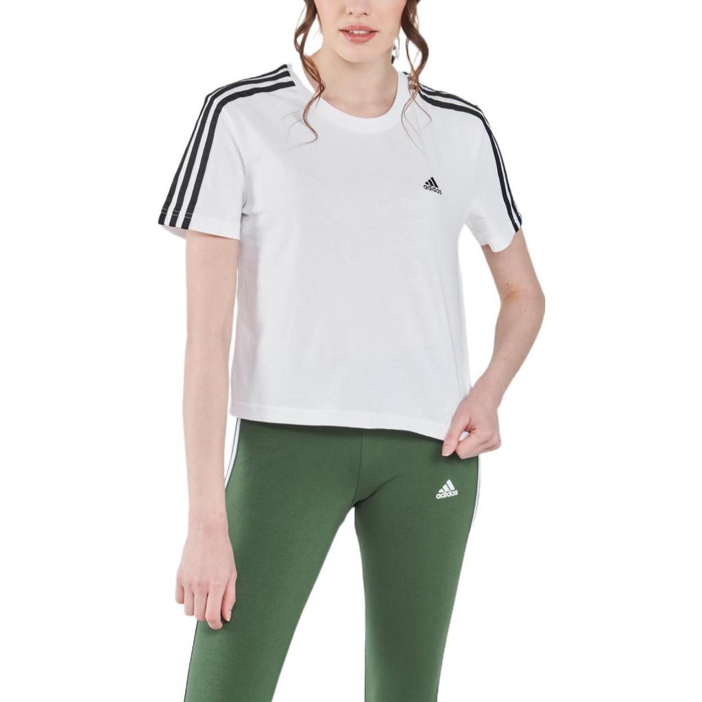 Adidas T Shirts Women's White Crew Neck Moderate Straight Fit GL0778