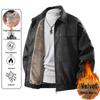 Men's Fleece-Lined Leather Jacket: Warm, Windproof, Versatile Winter Coat with Turn-Down Collar