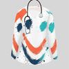 Women Plus Size Scrub Top V Neck Long Sleeve Abstract Botanical Print Front Pockets Medical Work Top