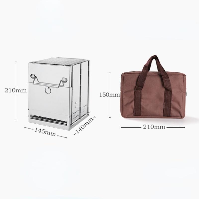 Square Wood Burning Camping Stove Outdoor Survival BBQ Mini Grill BBQ Outdoor Camping BBQ Firewood Folding BBQ Picnic Stove
