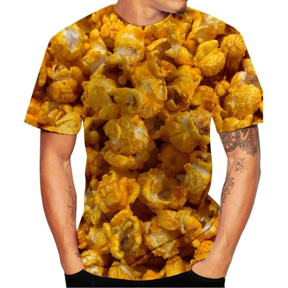 Popcorn 3D Printed Funny T Shirts Men Women Clothing Summer Short Sleeve T-Shirt Kids Trendy Casual Y2k Streetwear Tops Tees