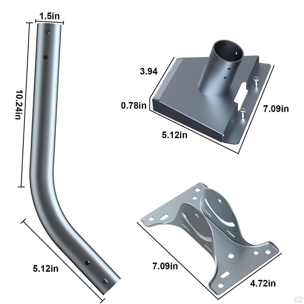 Antenna Wall Mounting Bracket Kit Pole Mount Waterproof Repair Parts Heavy Duty Black Aluminum Alloy