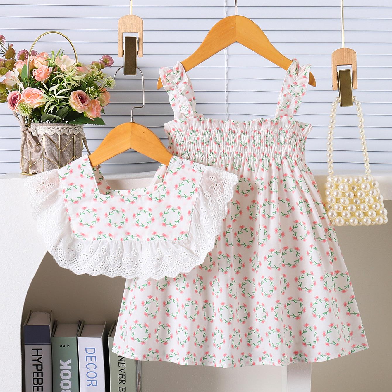 Girls Summer Floral Spaghetti Strap Dress Cute Princess Sleeveless Vest Dress For Kids Children Beach Party Outfit 90cm