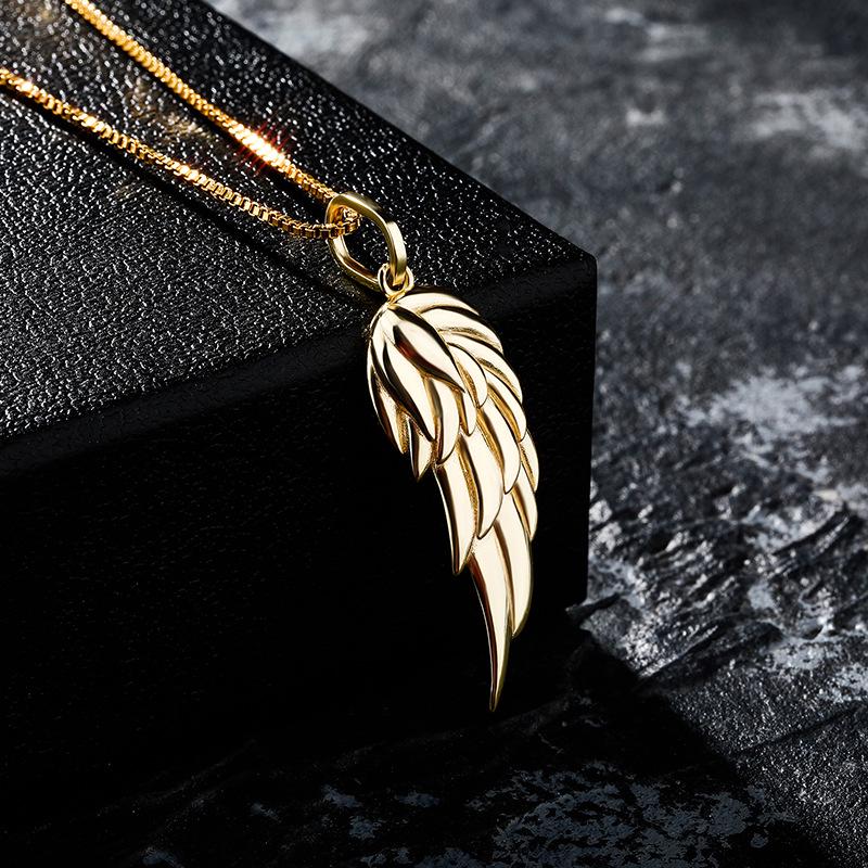 925 Silver Feather Pendant Hip-Hop Necklace for Men and Women