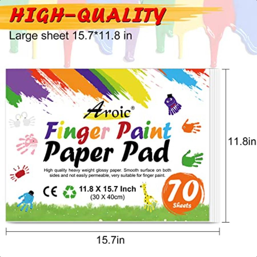 

AROIC 70 Sheets Finger Paint Paper 11.8 x 15.7 Thick Art Paper for Toddlers Ideal for Finger Painting Crayons Watercolor Marker United States