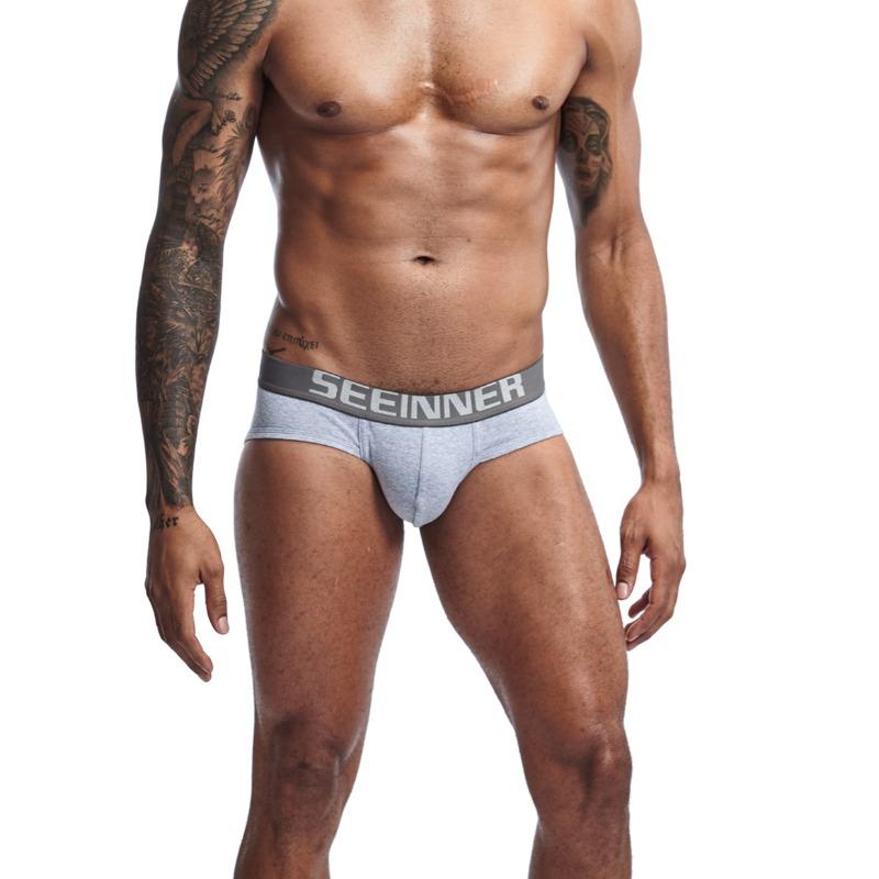 Heren sexy effen kleur puur katoen hoge kwaliteit slip, zak U convex trendy herenslip