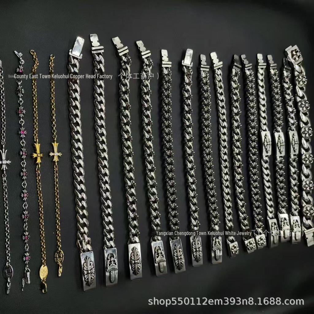 CH Retro Crono Bracelet with Diamond, Gold, Thai Silver, and Floral Cross Design