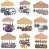 Bohemian 3Pcs Colorful Drop Oil Waterdrop Tassel Earrings Set for Women Ethnic Vintage Holiday Casual Jewelry Pendiente Mujer