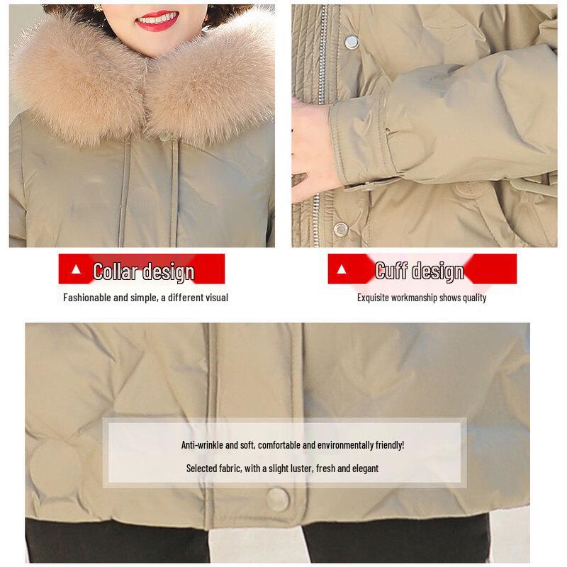 JIANHU Women's Warm Mid-Length Puffer Coat with Faux Fur Collar