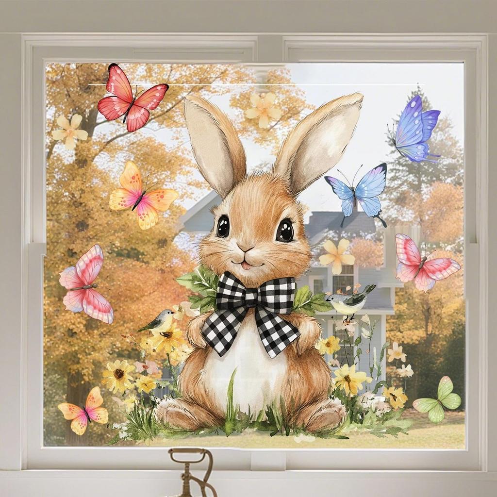 9 Sheets Summer Window Clings Stickers Double-Sided Window Decals Tropical Flamingo Green Plants Coconut Tree Designs Summer Hawaii Colorful Flower