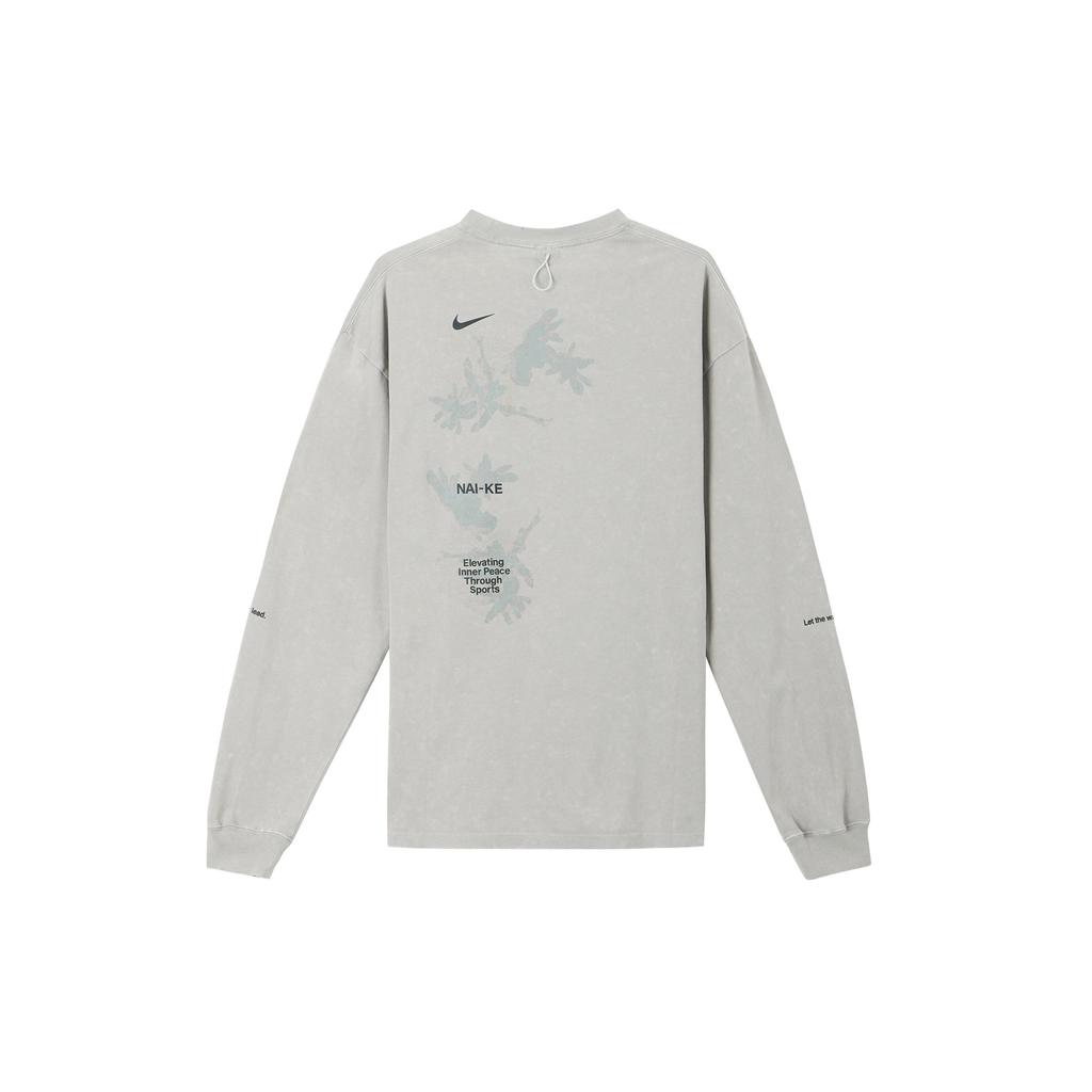 Nike Sportswear NAI-KE Series Warm Comfortable Breathable Lightweight Long Sleeve T-Shirt Men Tops Light-Iron-Ore-Gray HQ0893-014