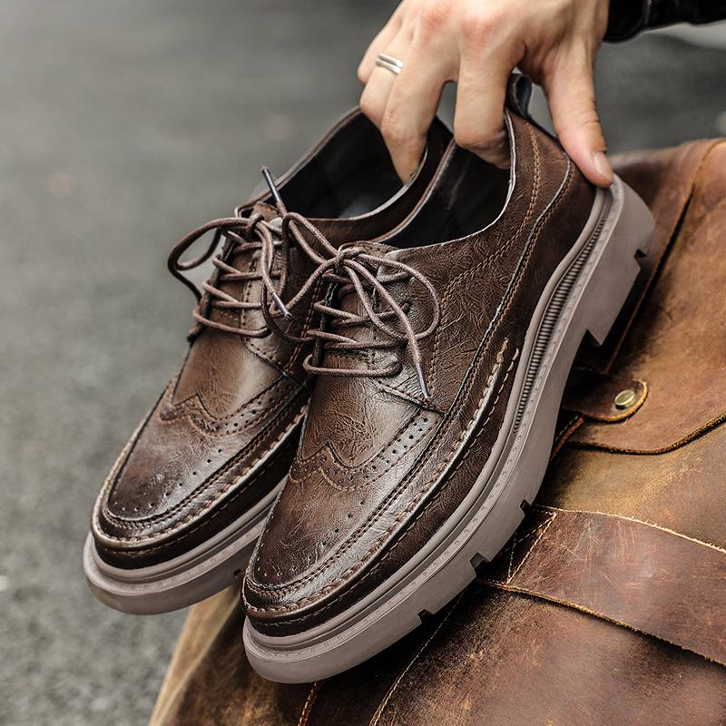 Casual Leather Shoes Men's Autumn Business Tooling Trendy Shoes Brock Martin Men's Shoes British Style Versatile Low-top Board Shoes