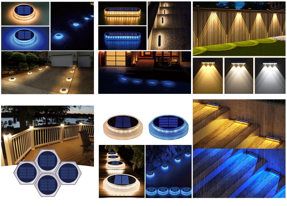 Led IP68 Solar Panel Lantern Lid Lights Waterproof Top Replacement Round Box for Garden Patio Decor Light