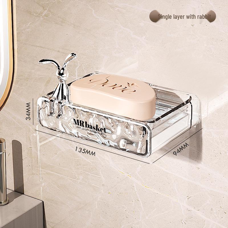 Glacier Wall-Mounted Double-Layer Draining Soap Dish - Punch-Free High-End Holder for Laundry and Bathroom