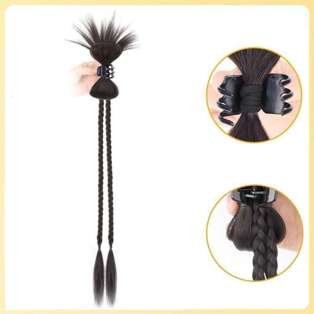 

Twisted Braid Ponytail Extensions Synthetic Hair Barrette Wig Braid Hairpin for Women Girl Daily brown black