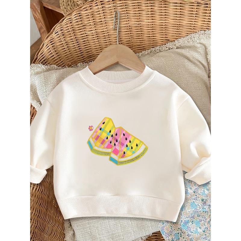 European Sizes Bright Colored Printed Pattern, Comfortable and Skin Friendly for Kids, Versatile Round Neck Sweatshirts for Daily Use