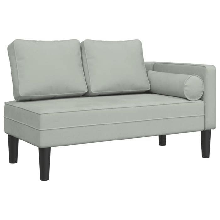 VidaXL Chaise longue avec coussins gris clair velours, canapé rembourré, canapé pour chambre à coucher, canapé à 2 places, 4007571