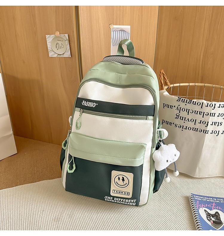 School Bag Korean Version Ins Wind Smiley Face Backpack Campus Junior and High School Students Versatile School Bag Casual Simple Large-capacity