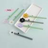 Long Handle Glass Spoon Creative Transparent Glass Dessert Spoon Flower Shaped Colored Coffee Stirring Spoon Stick Bar