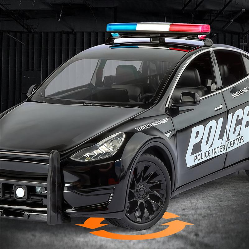 1/24 Tesla Model Y SUV Alloy Police New Energy Car Model Diecast Metal Vehicles Car Model Simulation Sound and Light Children Toy Gift