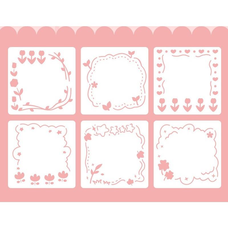 6pcs/set Floral Butterfly Stencil Templates for Scrapbook Wall Small Creative Design DIY Decor Stencils for Painting and Decor